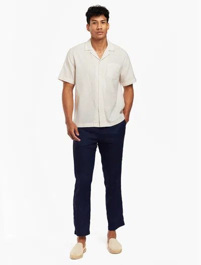 Frescobol Carioca Mens Yellow Haze Angelo Patch-pocket Relaxed-fit Linen Shirt In Marble Stone