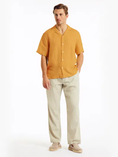 Frescobol Carioca Men's Solid Linen Camp Shirt In Golden Sun