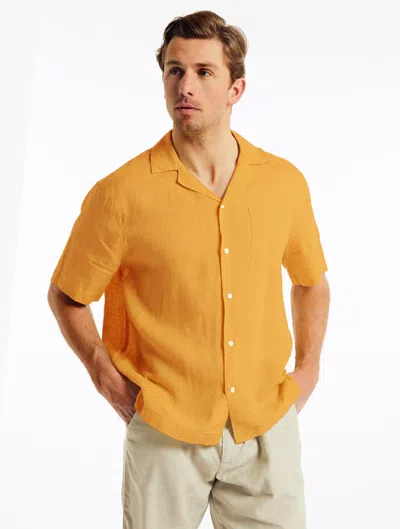 Frescobol Carioca Men's Solid Linen Camp Shirt In Golden Sun