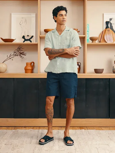 Frescobol Carioca Angelo Linen Shirt In Mineral
