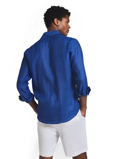 Frescobol Carioca Antonio Linen Shirt In Navy-blue