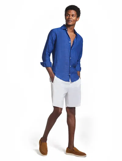 Frescobol Carioca Antonio Linen Shirt In Navy-blue
