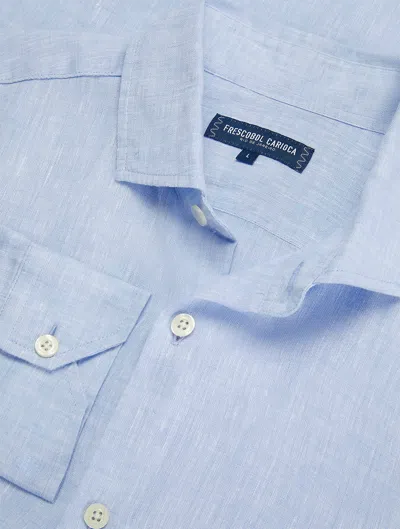 Frescobol Carioca Antonio Linen Shirt In Baby-blue