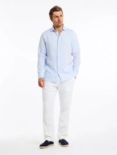 Frescobol Carioca Antonio Linen Shirt In Baby-blue