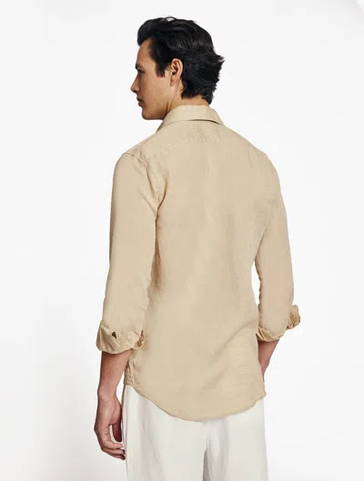 Frescobol Carioca Row Antonio Linen Shirt In Sand Dune
