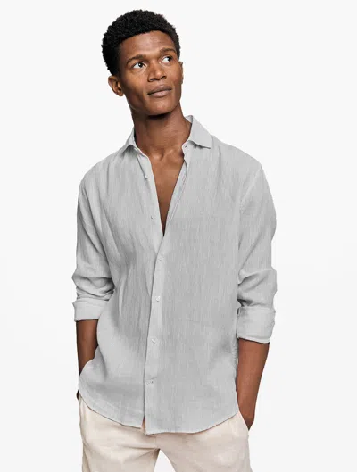 Frescobol Carioca Row Antonio Linen Shirt In Light Grey