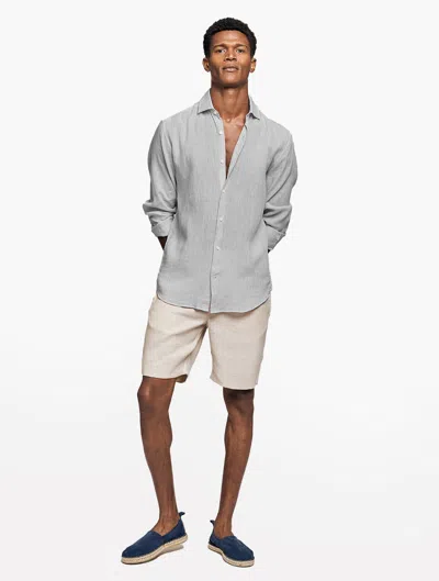 Frescobol Carioca Row Antonio Linen Shirt In Light Grey