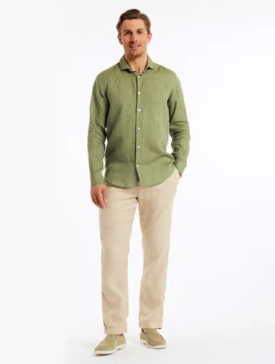 Frescobol Carioca Antonio Linen Shirt In Jungle Green