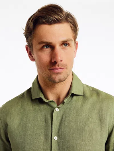 Frescobol Carioca Antonio Linen Shirt In Jungle Green