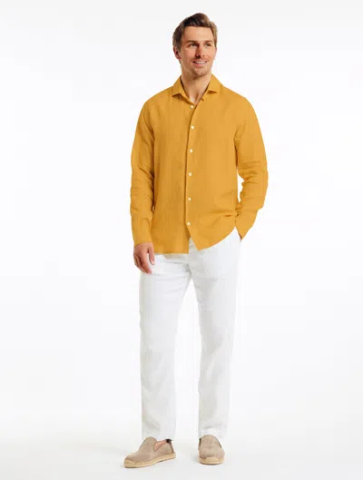 Frescobol Carioca Antonio Linen Shirt In Golden Sun