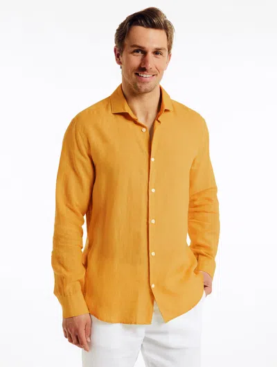 Frescobol Carioca Antonio Linen Shirt In Golden Sun