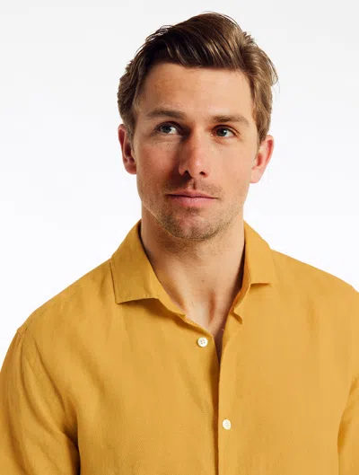 Frescobol Carioca Antonio Linen Shirt In Golden Sun