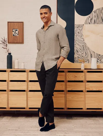 Frescobol Carioca Antonio Linen Shirt In Truffle