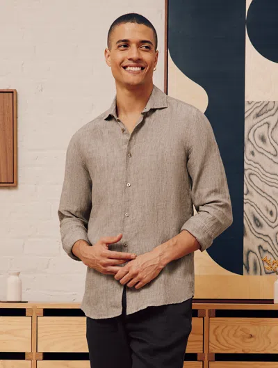 Frescobol Carioca Antonio Linen Shirt In Truffle