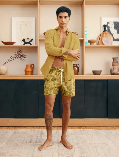 Frescobol Carioca Antonio Linen Shirt In Lemon