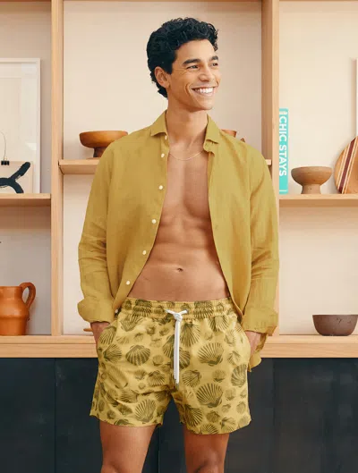 Frescobol Carioca Antonio Linen Shirt In Lemon