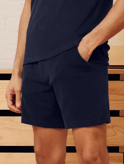 Frescobol Carioca Augusto Terry Cotton Shorts In Navy-blue