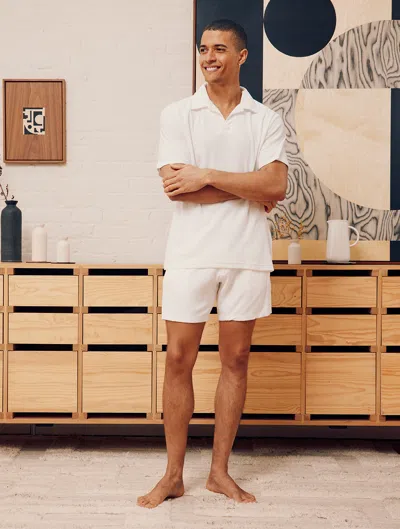 Frescobol Carioca Augusto Terry Cotton Shorts In Ivory