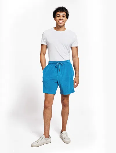 Frescobol Carioca Augusto Terry Cotton Shorts In Lake Blue