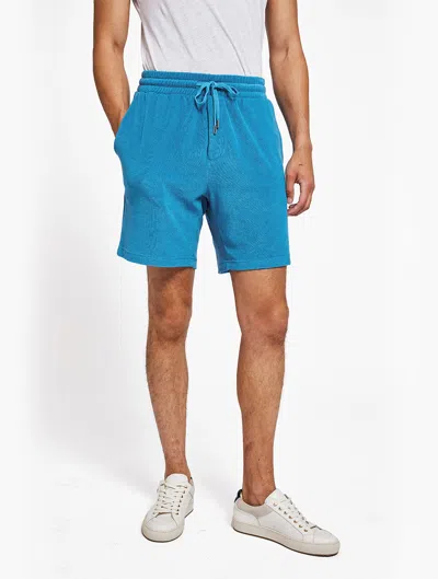 Frescobol Carioca Augusto Terry Cotton Shorts In Lake Blue