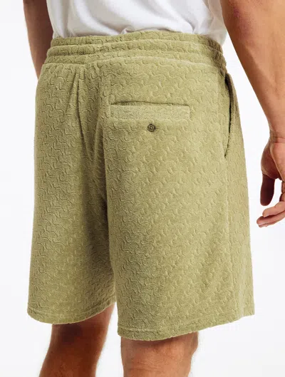 Shop Frescobol Carioca Augusto Terry Cotton Shorts In Jungle Green