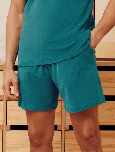 Frescobol Carioca Augusto Terry Cotton Shorts In Teal