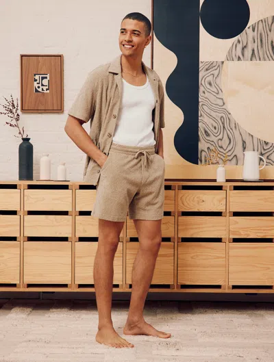 Frescobol Carioca Augusto Terry Cotton Shorts In Truffle