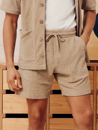 Frescobol Carioca Augusto Terry Cotton Shorts In Truffle