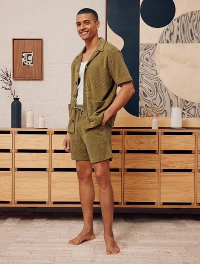 Frescobol Carioca Augusto Terry Cotton Shorts In Spinach