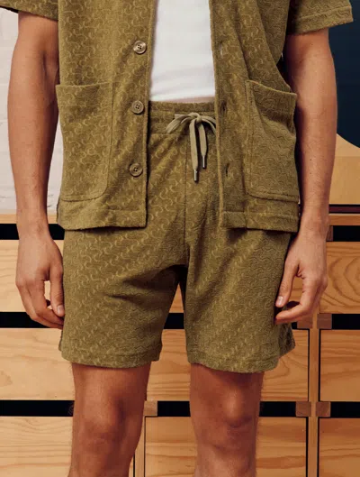 Frescobol Carioca Augusto Terry Cotton Shorts In Spinach
