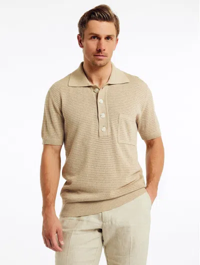 Frescobol Carioca Clemente Knit Polo In Desert
