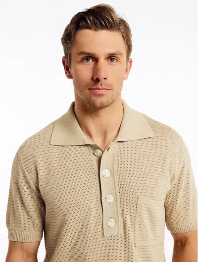 Frescobol Carioca Clemente Knit Polo In Desert