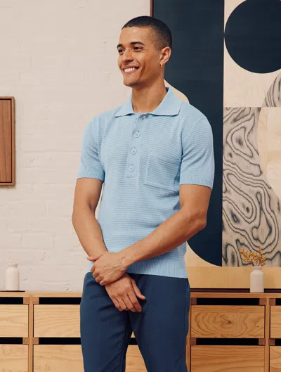 Frescobol Carioca Clemente Knit Polo In Seafoam