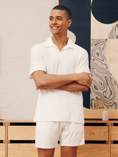 Frescobol Carioca Faustino Terry Cotton Polo In Ivory