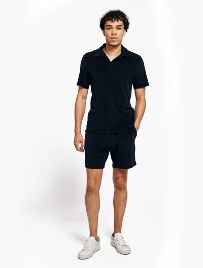 Frescobol Carioca Faustino Terry Cotton Polo In Black