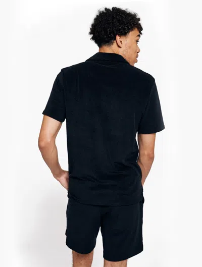 Frescobol Carioca Faustino Terry Cotton Polo In Black