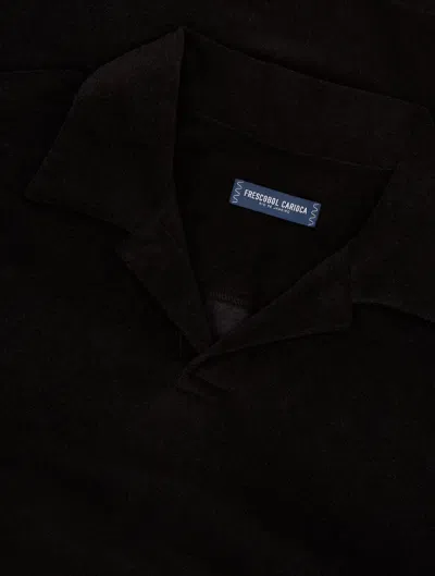 Frescobol Carioca Faustino Terry Cotton Polo In Black