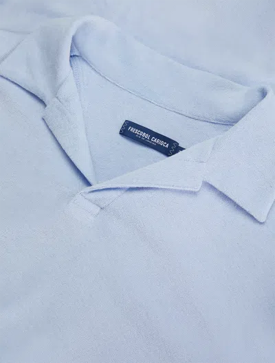 Frescobol Carioca Faustino Terry Cotton Polo In Baby-blue