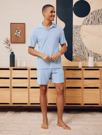 Frescobol Carioca Faustino Terry Cotton Polo In Baby-blue