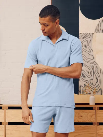 Frescobol Carioca Faustino Terry Cotton Polo In Baby-blue