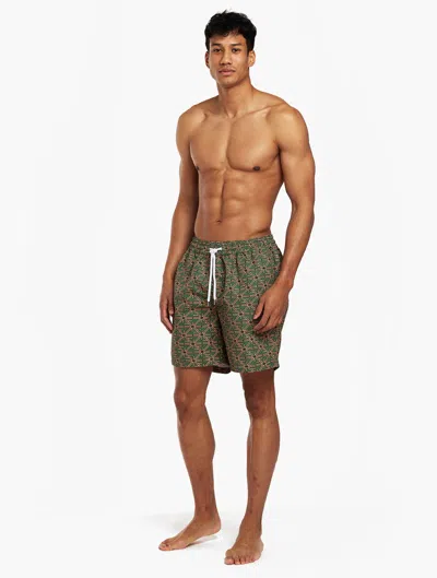 Frescobol Carioca Fc Monograma Board Swim Shorts In Vineyard Green & Pastel Orange