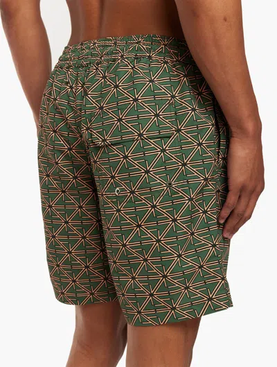 Frescobol Carioca Fc Monograma Board Swim Shorts In Vineyard Green & Pastel Orange