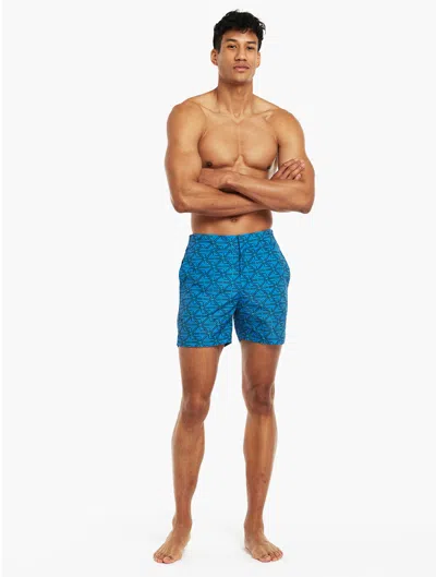 Frescobol Carioca Fc Monograma Classic Swim Shorts In Chateau Blue & Topaz Teal