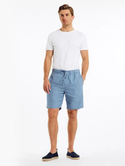 Frescobol Carioca Felipe Herringbone Shorts In Cloud Blue
