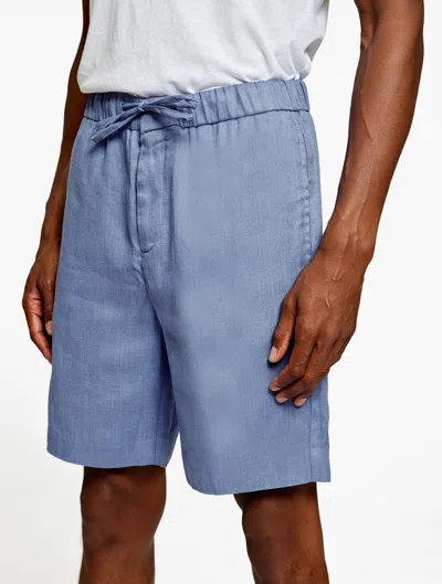 Shop Frescobol Carioca Felipe Linen Shorts In Slate Blue