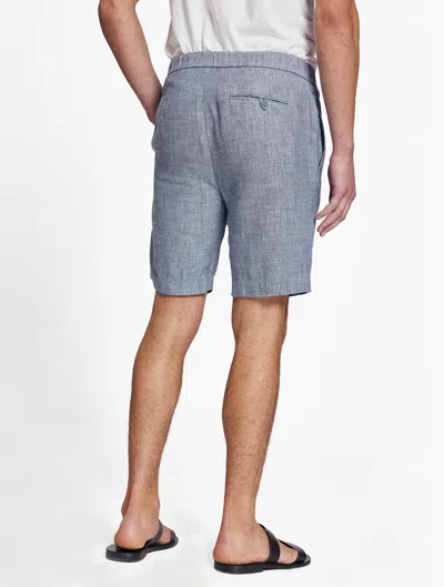 Frescobol Carioca Felipe Linen Shorts In Melange Navy Blue