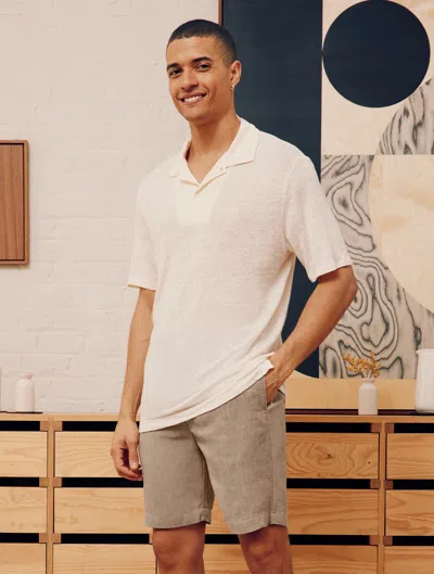 Frescobol Carioca Felipe Linen Shorts In Truffle