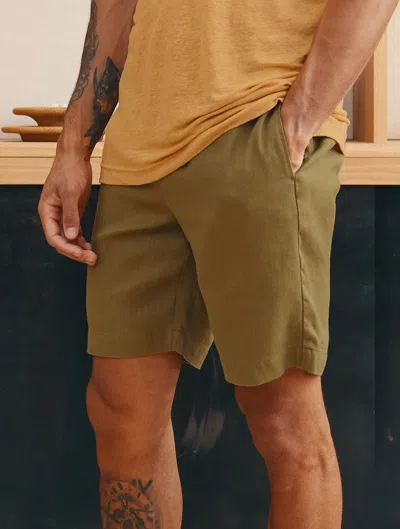 Frescobol Carioca Men's Felipe Linen Shorts In Spinach