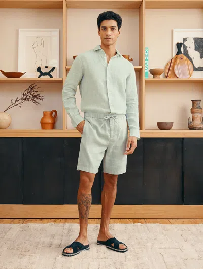 Frescobol Carioca Felipe Linen Shorts In Mineral