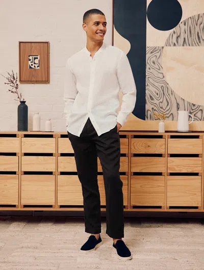 Frescobol Carioca Jorge Grandad-collar Linen Shirt In Ivory